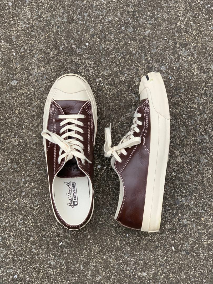 靴 JACK PURCELL OLIVE GREEN LEATHER BROWN