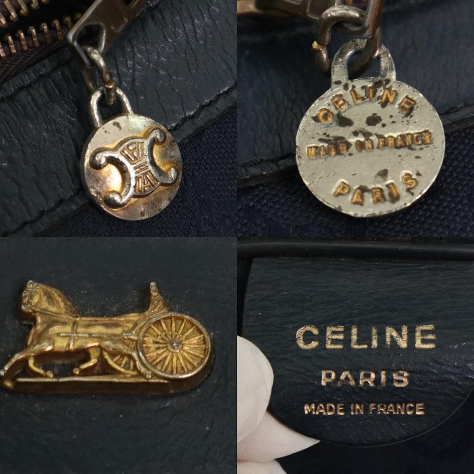 【激レア】CELINE セリーヌ　ボストンバッグ　馬車ロゴ　マカダム　大容量　紺