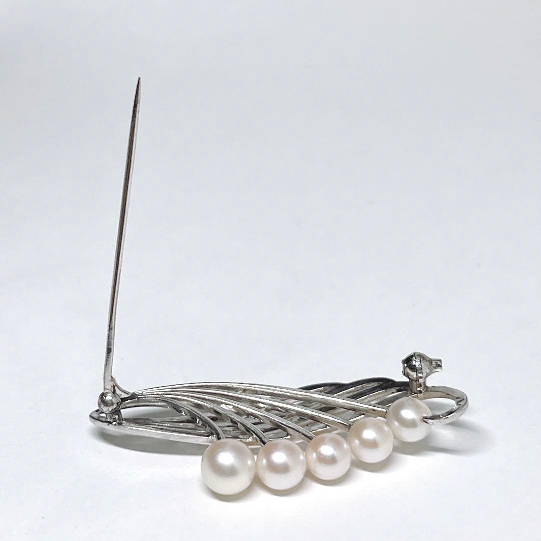 MIKIMOTO ミキモト パール　ブローチ　コサージュ　シルバー　リーフ