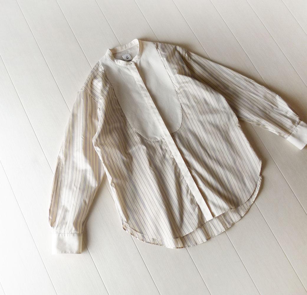 美品 ROKU ロク 2,8万 バンドカラーブラウス B&Y アローズ C551