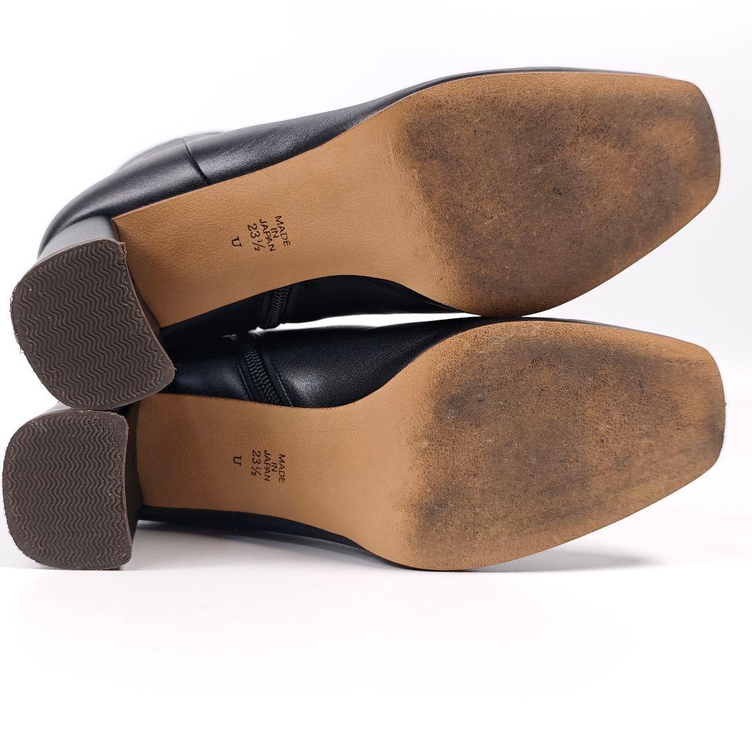 ダイアナ スクエアトゥ サイドジップブーツ 23.5 ミドル丈チャンキーヒール