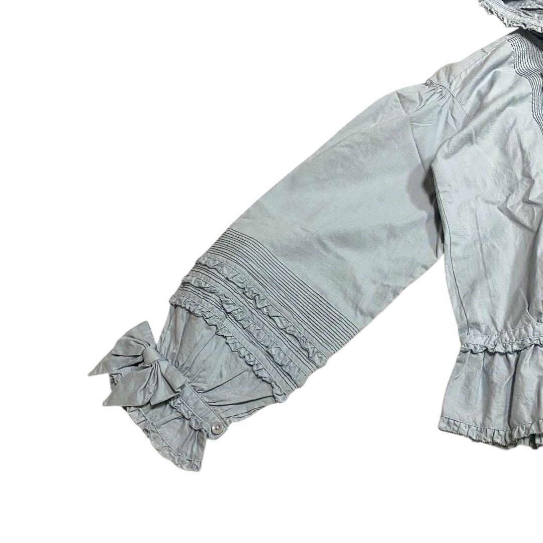 ピンクハウス　オーバーブラウス　ピコフリル　リボン　ピンタック　フード付き