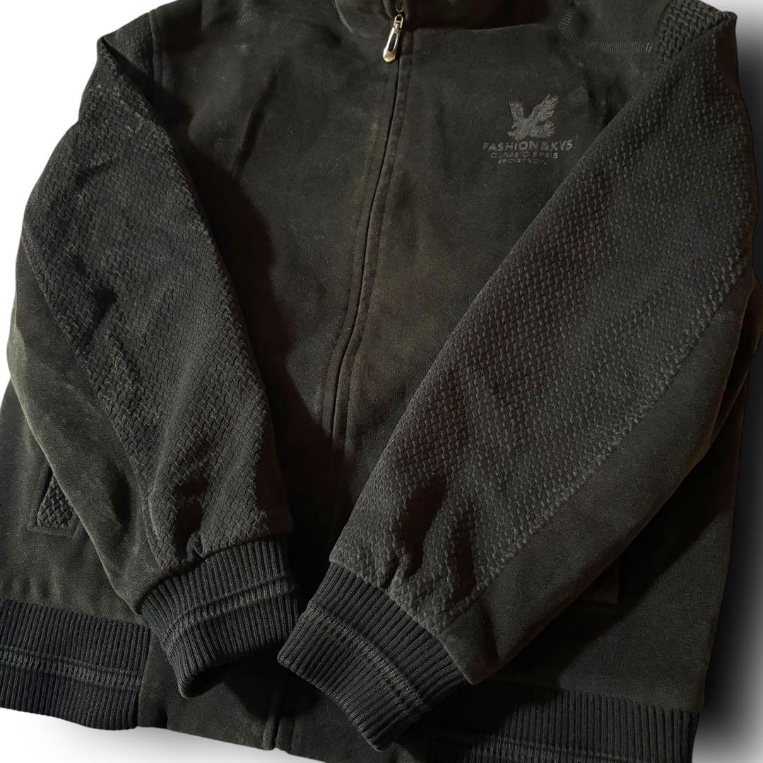 vintage起毛スタンドカラージャケット希少デザインウール調CBOYブラックL