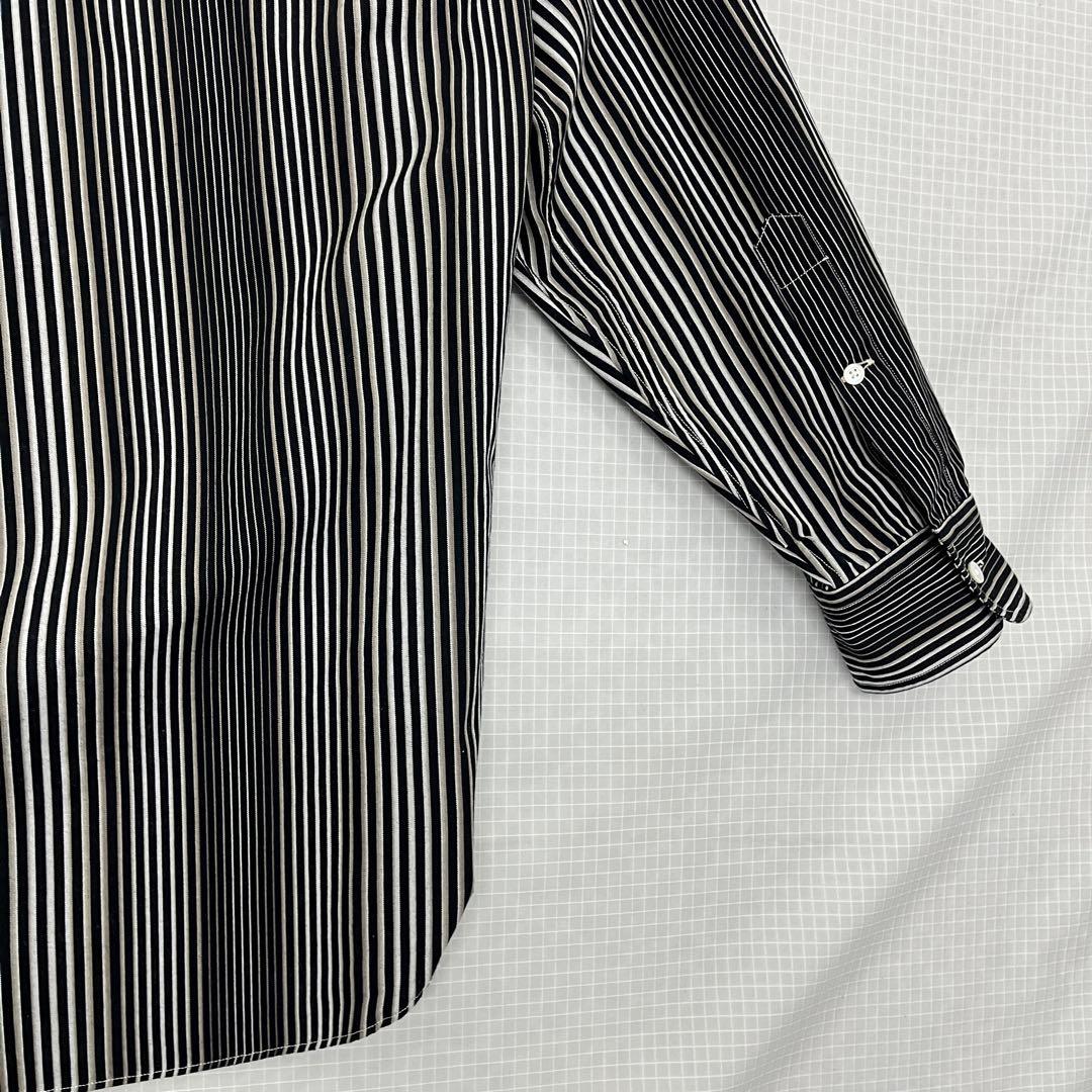 【美品】小倉縞縞 小倉織 ボタンダウンシャツ Monochrome Cubic