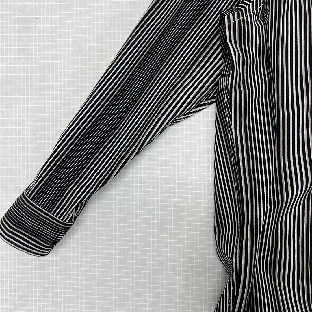 【美品】小倉縞縞 小倉織 ボタンダウンシャツ Monochrome Cubic