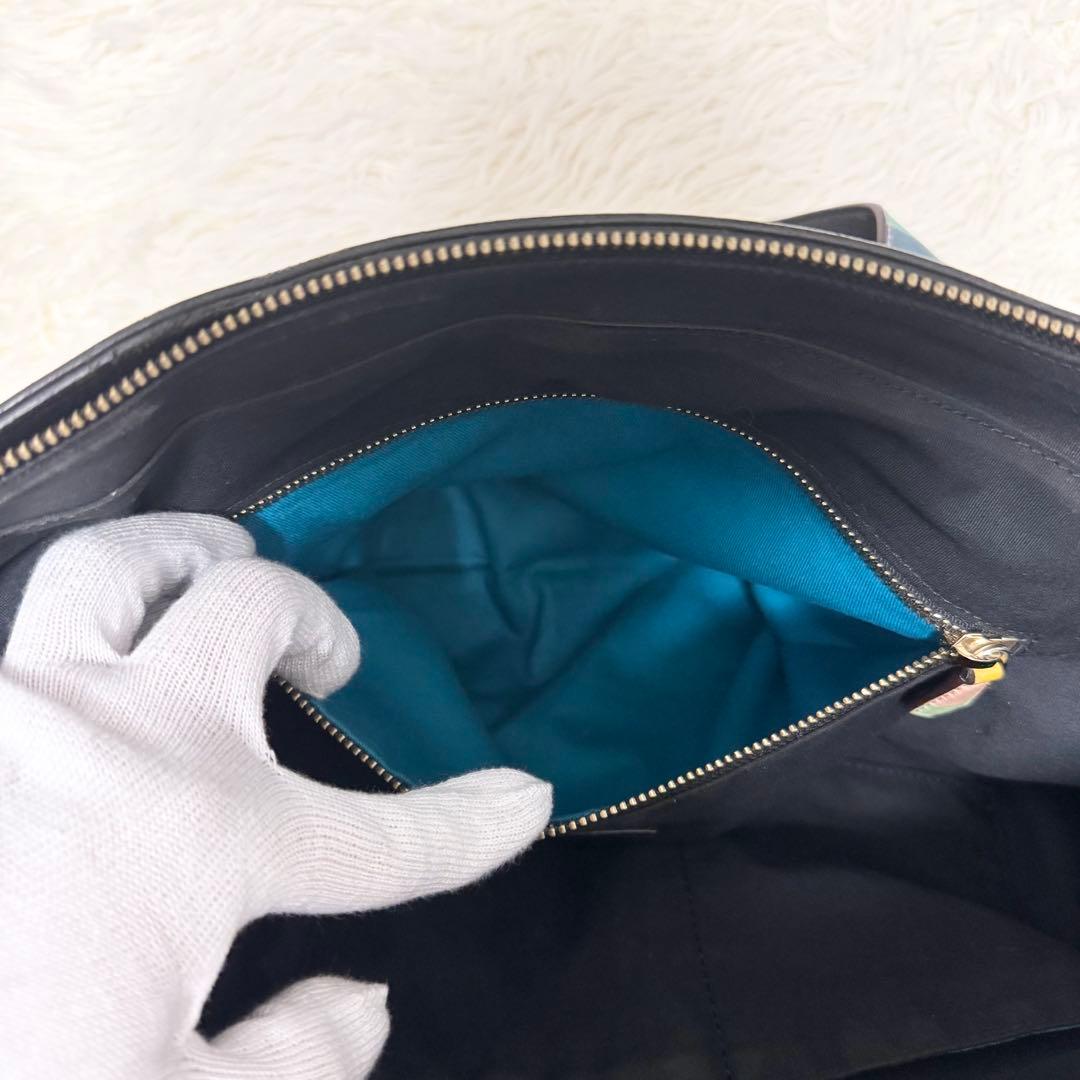 ✨美品✨ポールスミス トートバッグ シボ革 マルチストライプ A4可 肩掛け 黒