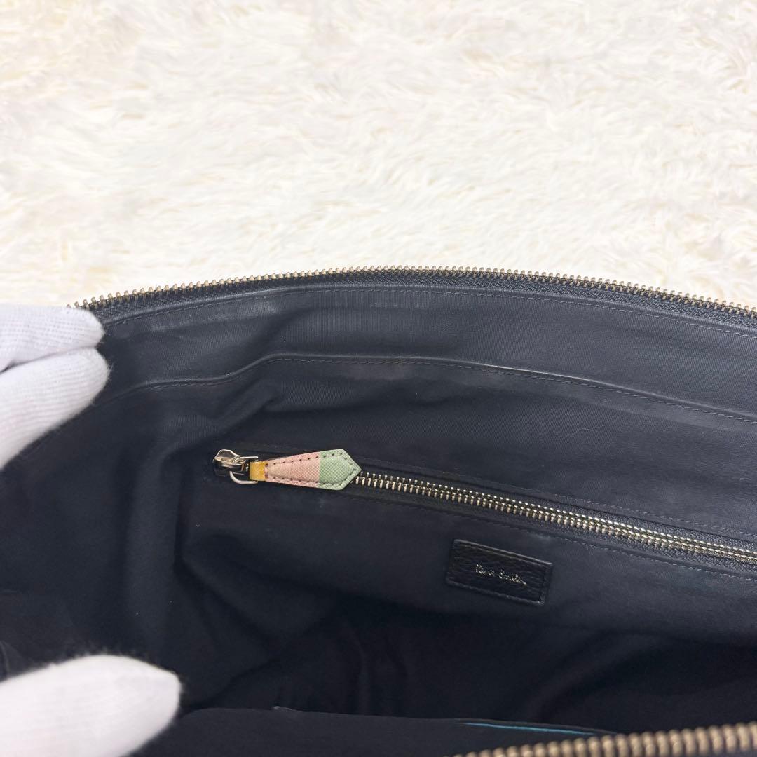 ✨美品✨ポールスミス トートバッグ シボ革 マルチストライプ A4可 肩掛け 黒