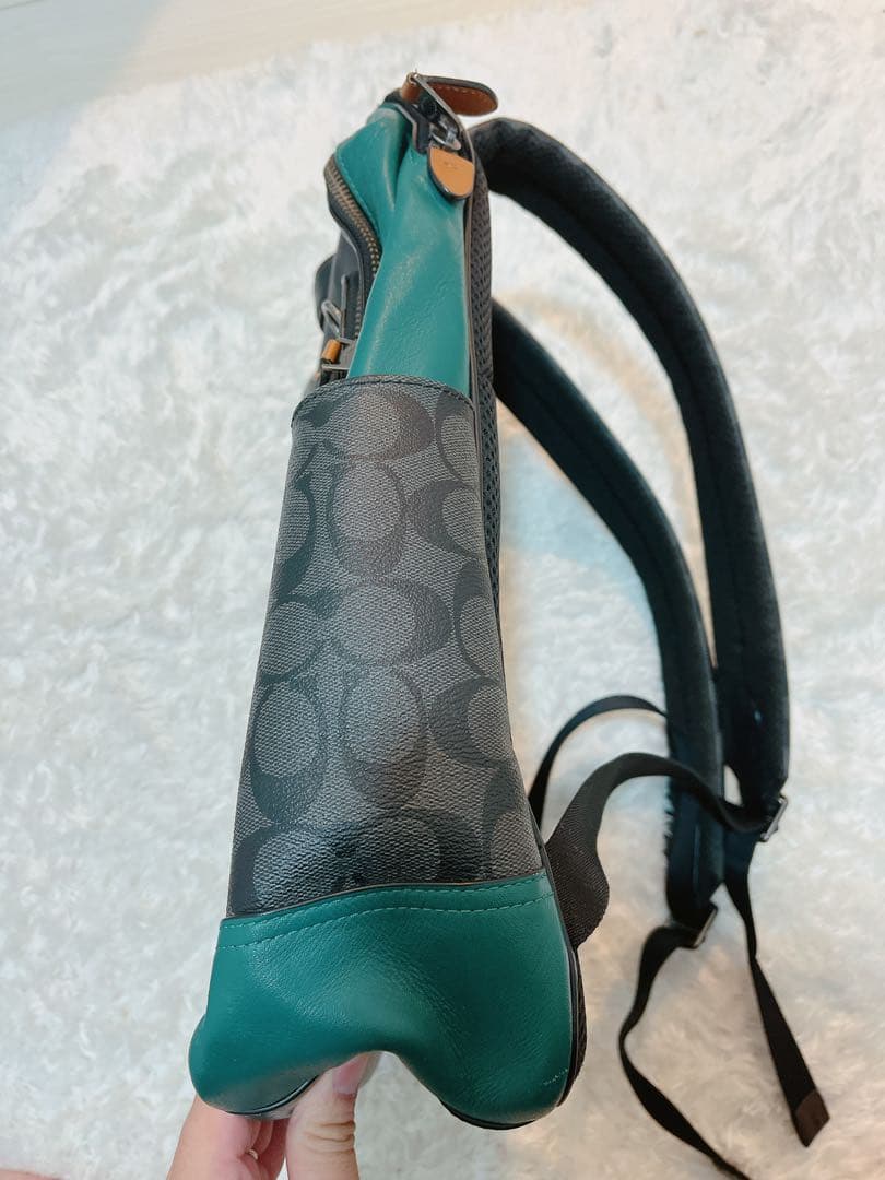 COACH リュック・バックパック シグネチャー ブラック/グレー/ターコイズ