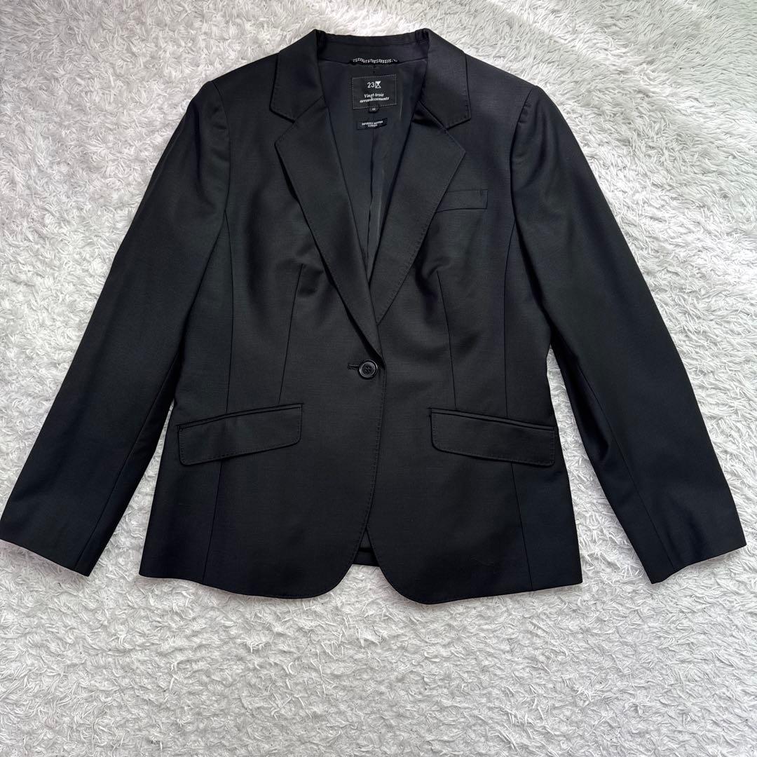 美品 23区 セットアップ パンツスーツ 大きいサイズ 44 3L 黒 1B