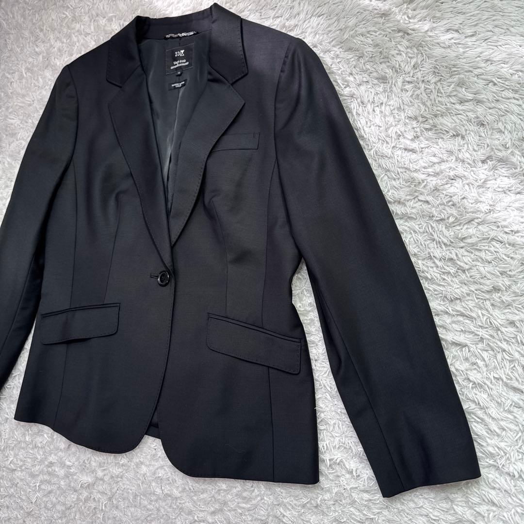 美品 23区 セットアップ パンツスーツ 大きいサイズ 44 3L 黒 1B