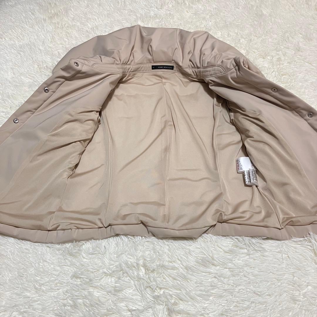 美品 フォクシーニューヨーク 中綿ジャケット ベージュ 女優襟 40 L