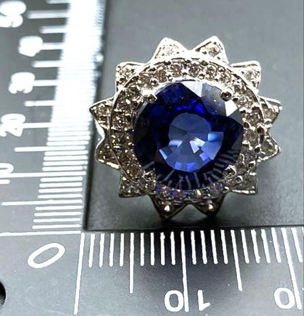 スリランカ産 コーンフラワーブルーサファイア6.8ct SV 925リング 指輪