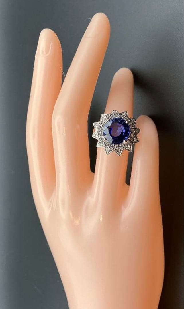 スリランカ産 コーンフラワーブルーサファイア6.8ct SV 925リング 指輪