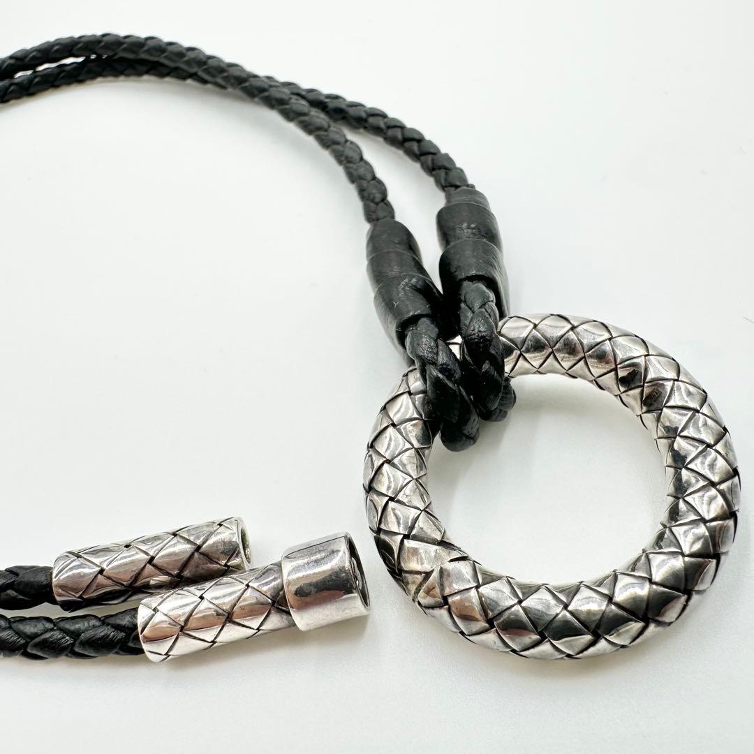 未使用級◎ボッテガヴェネタ イントレチャート リングネックレス シルバー925