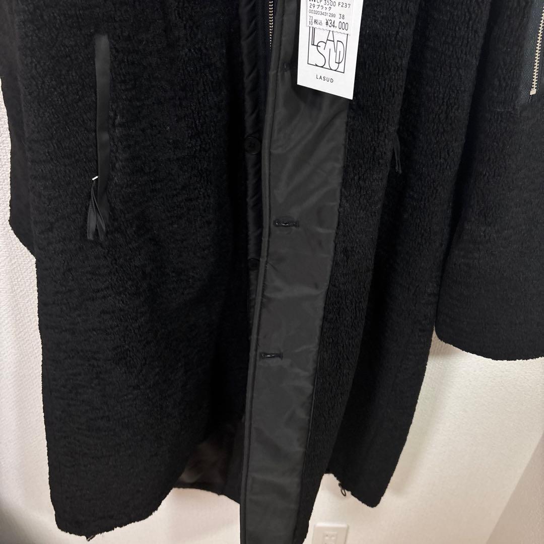 オークション出品 LASUD ファーボアコート未使用品サイズ9号定価34000円