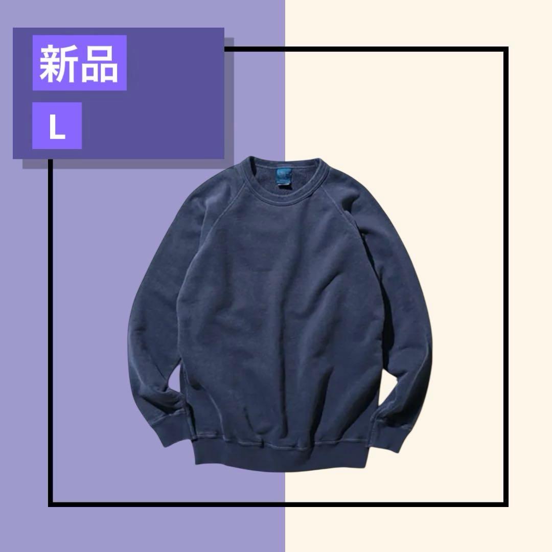 新品タグ　グッドオン　Good On ラグランクルースウェット Pネイビー　L