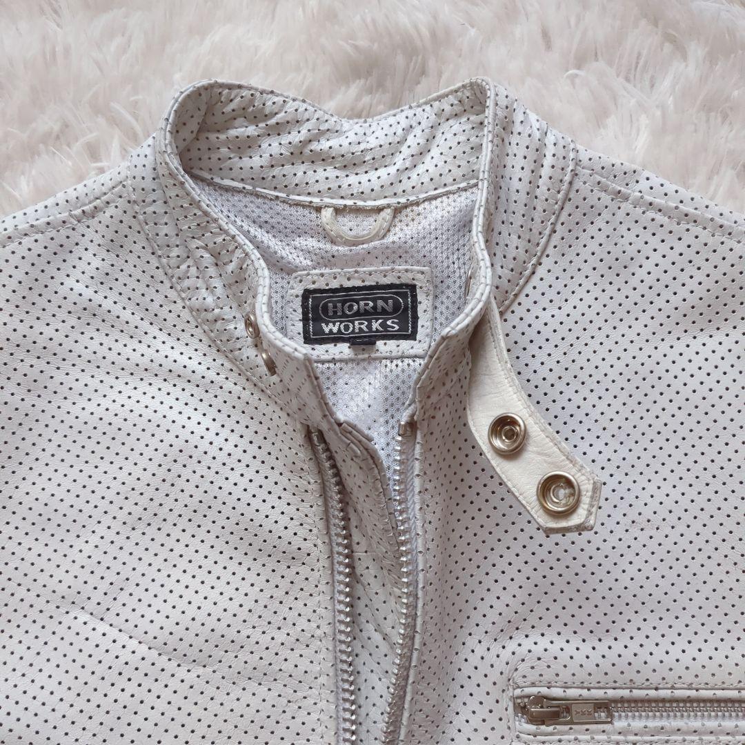 HORN WORKS パンチングレザー ライダースジャケット バッファロー XL