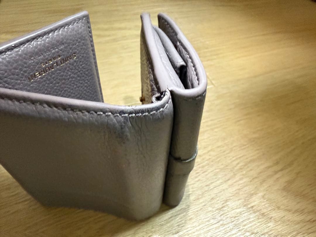 YSL グレー レザー 財布 三つ折財布