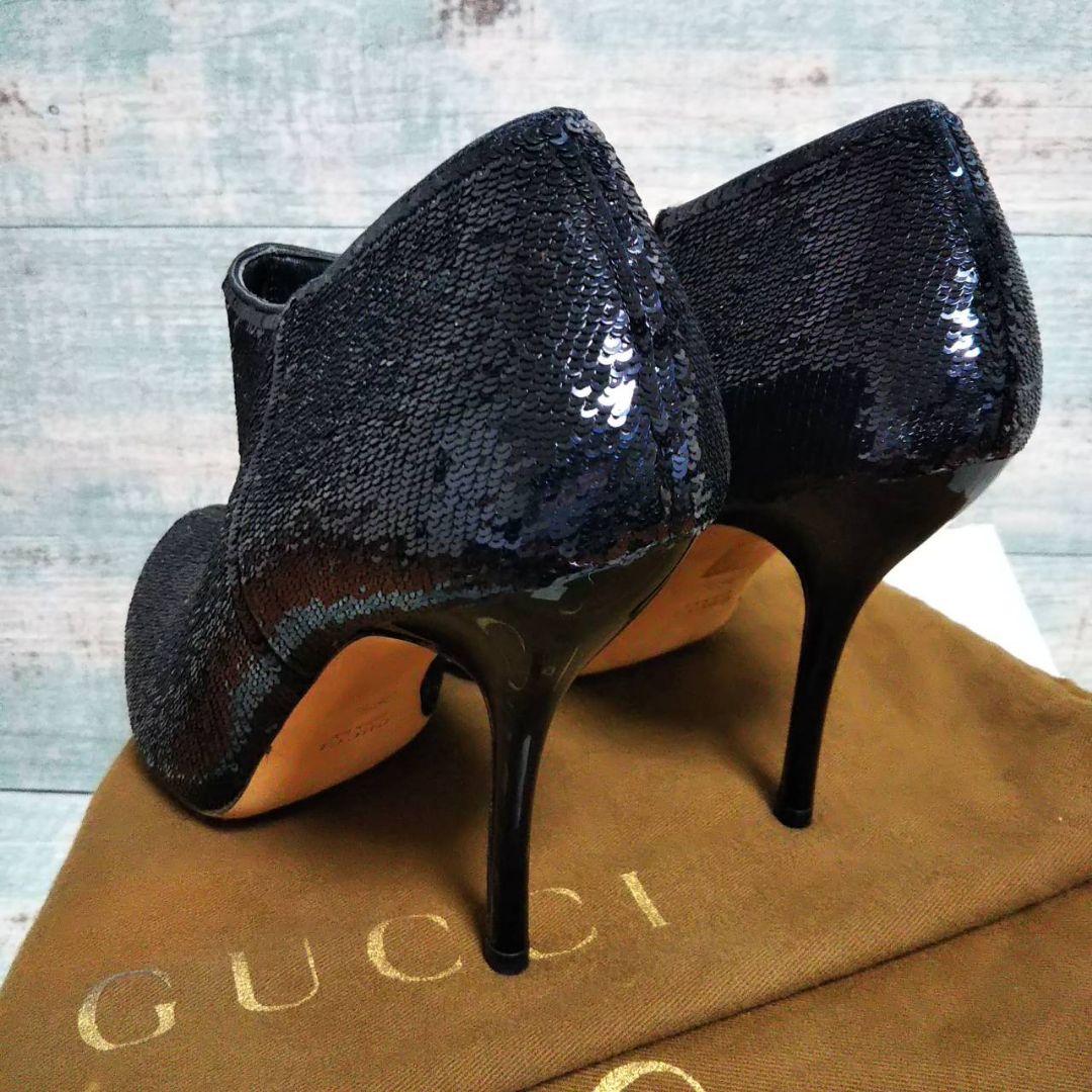 新品　★　GUCCI　スパンコール　ブーティ　ブラック