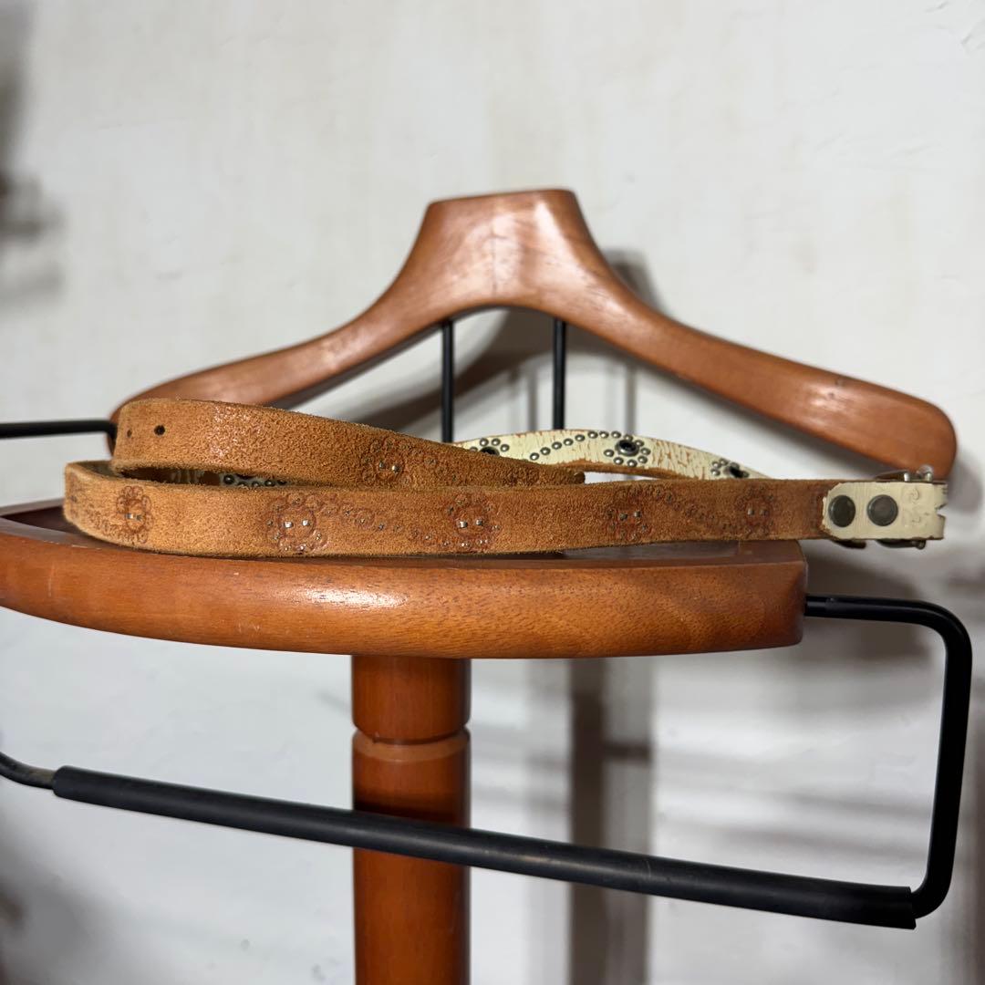 HTC Leather Narrow Studs Belt スタッズベルト 白