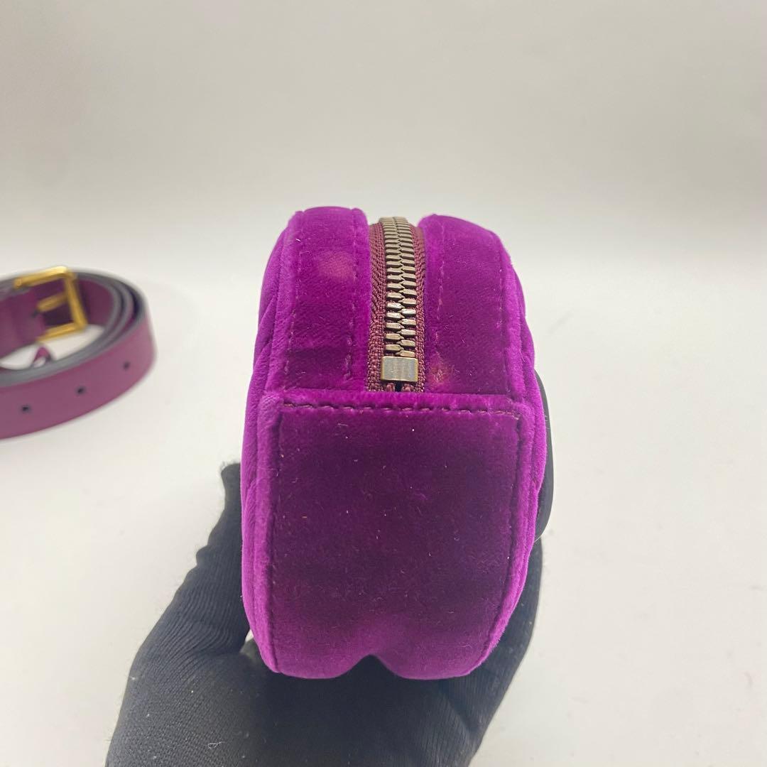 【美品】GUCCI マーモント ベロア ボディバッグ ウエストポーチ パープル