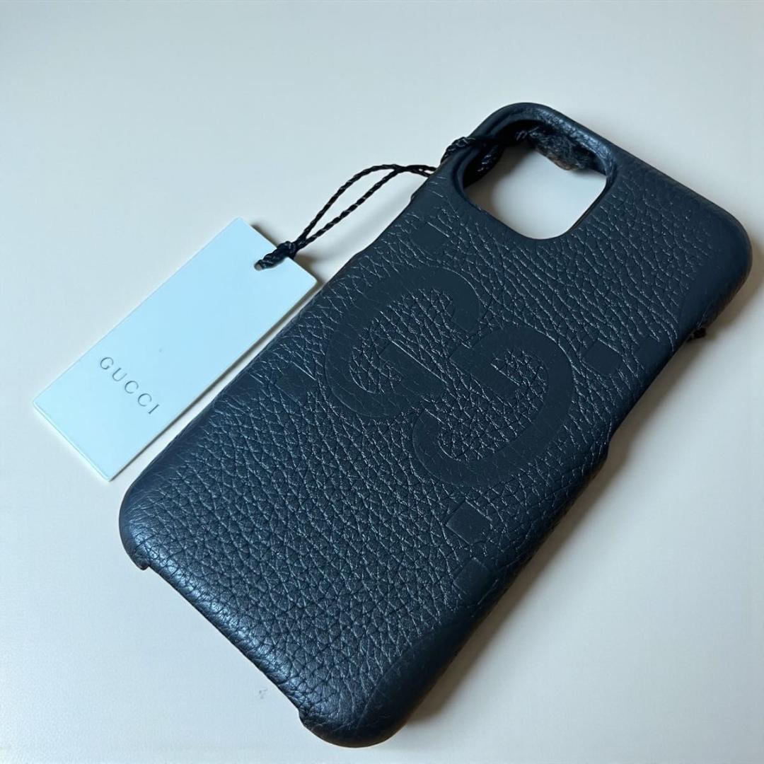 GUCCI iPhone15 ケース ブラック GGロゴ グッチ レザー