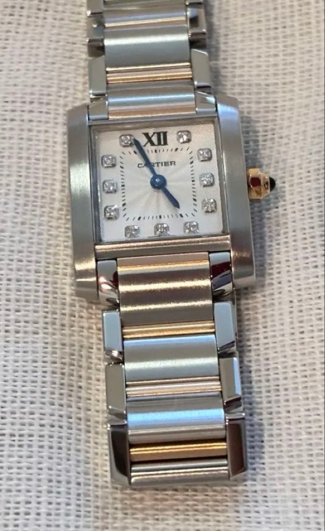 カルティエ 腕時計 タンクフランセーズシルバー 金K18PG コンビ11Pダイヤ