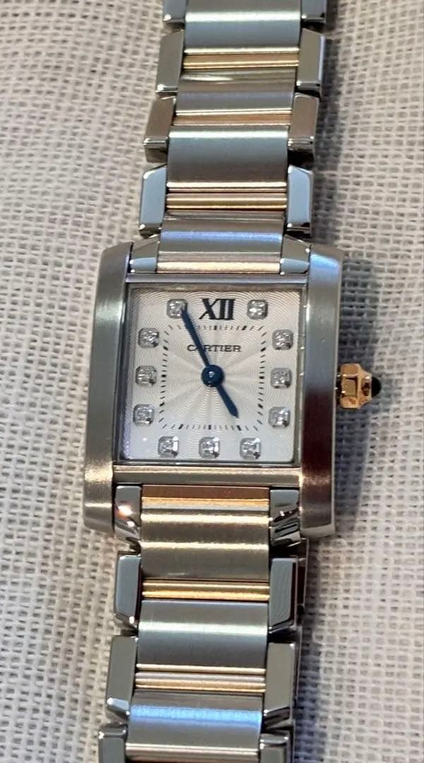 カルティエ 腕時計 タンクフランセーズシルバー 金K18PG コンビ11Pダイヤ