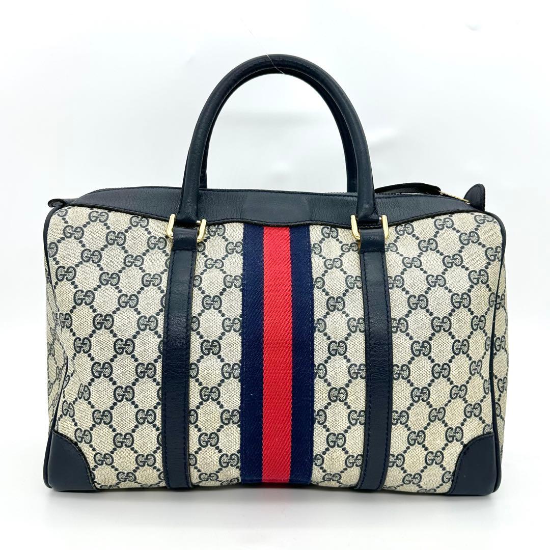 GUCCI グッチ ボストンバッグ GG PVC ネイビー シェリーライン