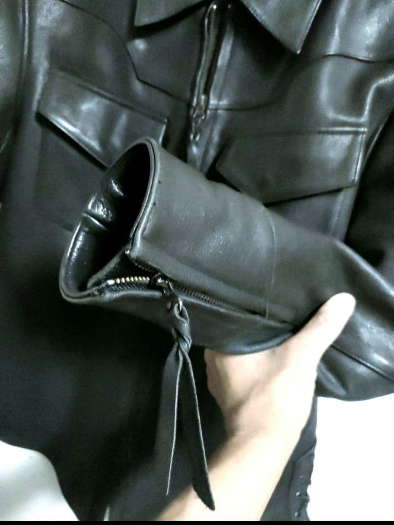 レア　カドヤ　本革レースアップレザージャケット　シャツタイプ　シボ革