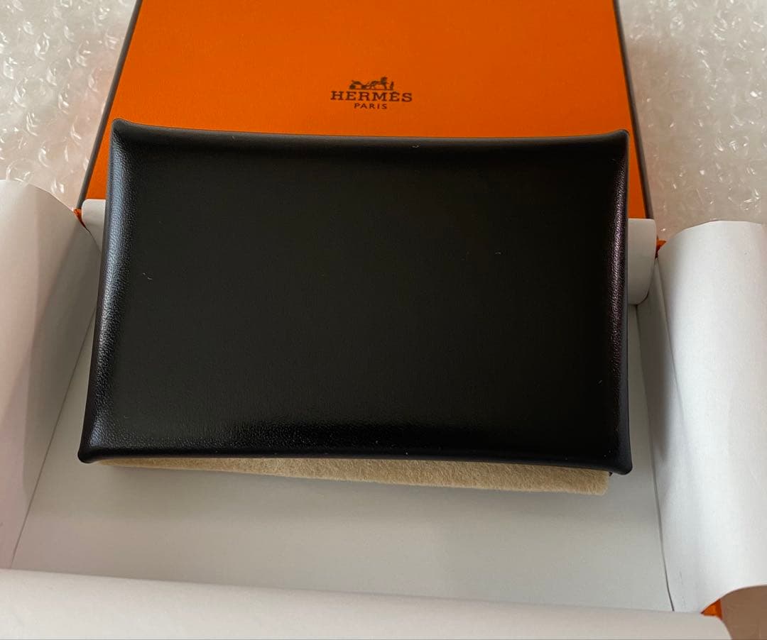 エルメス　カードケース　カルヴィ　名刺入れ　黒　ボックスカーフ　W刻印 新品本物