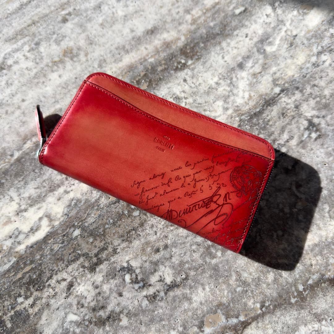 新品 定価22.4万円 ベルルッティ イタウバ スクリットレザー長財布 オレンジ