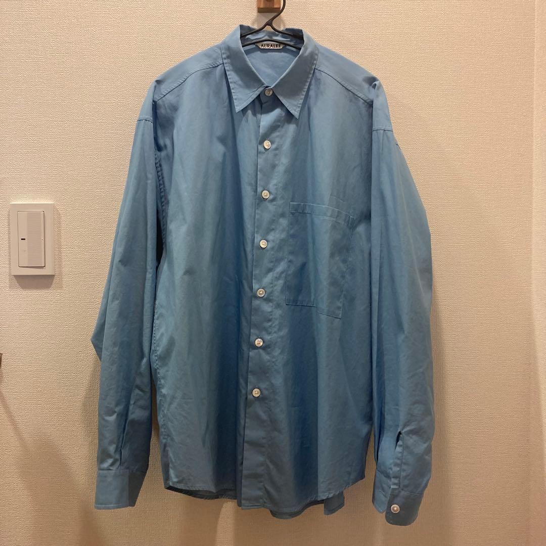 オーラリー　WASHED FINX TWILL BIG SHIRTS