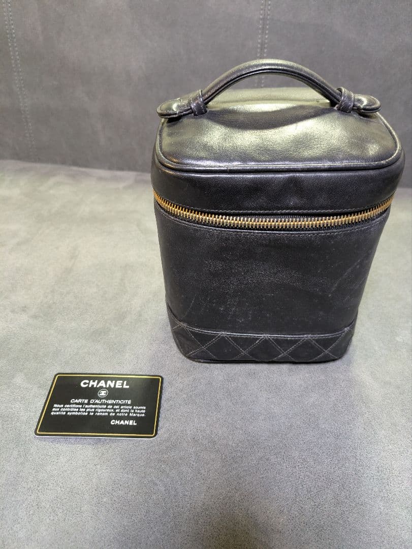 CHANEL　バニティバッグ　ビコローレ　黒　ラムスキン