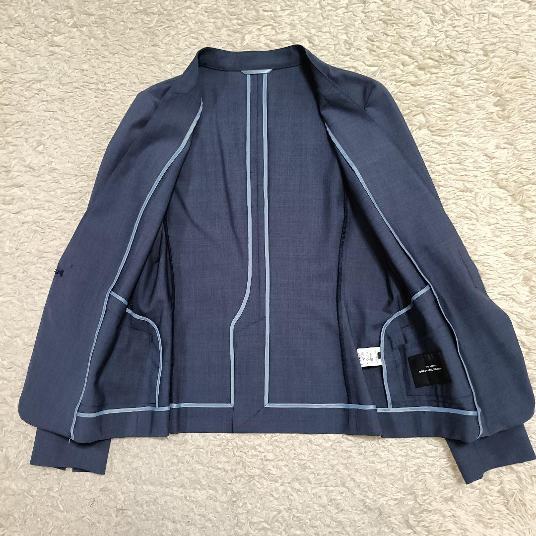 【美品】グリーンレーベルリラクシング カチリラ ノーラペル パンツスーツ 38