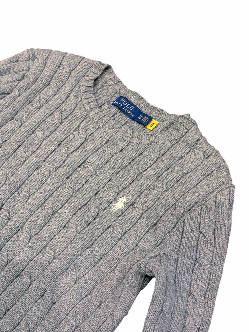 【極美品✨】ポロラルフローレン定番大人気グレーカラーコットンケーブルセーター