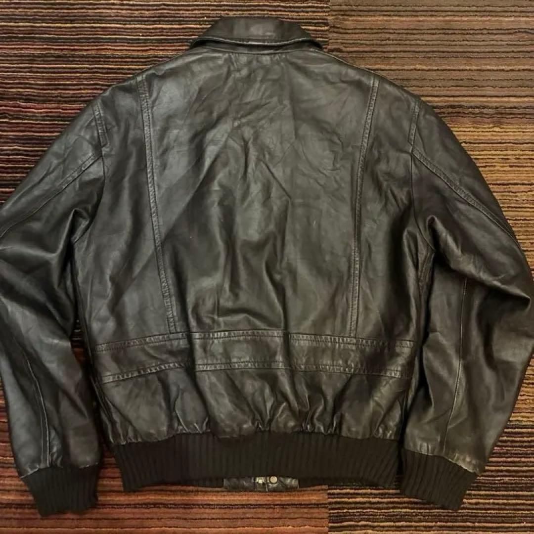 ブラックレザーボンバージャケット　ダークブラウン　マルボロクラシック