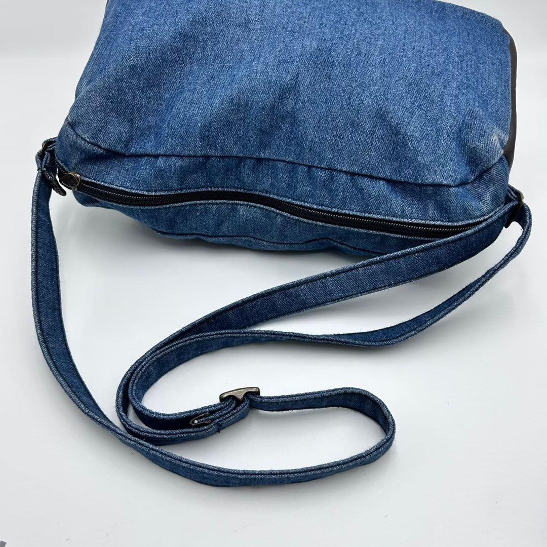 【希少】 ハンティングワールド ショルダーバック　デニム レザー 青