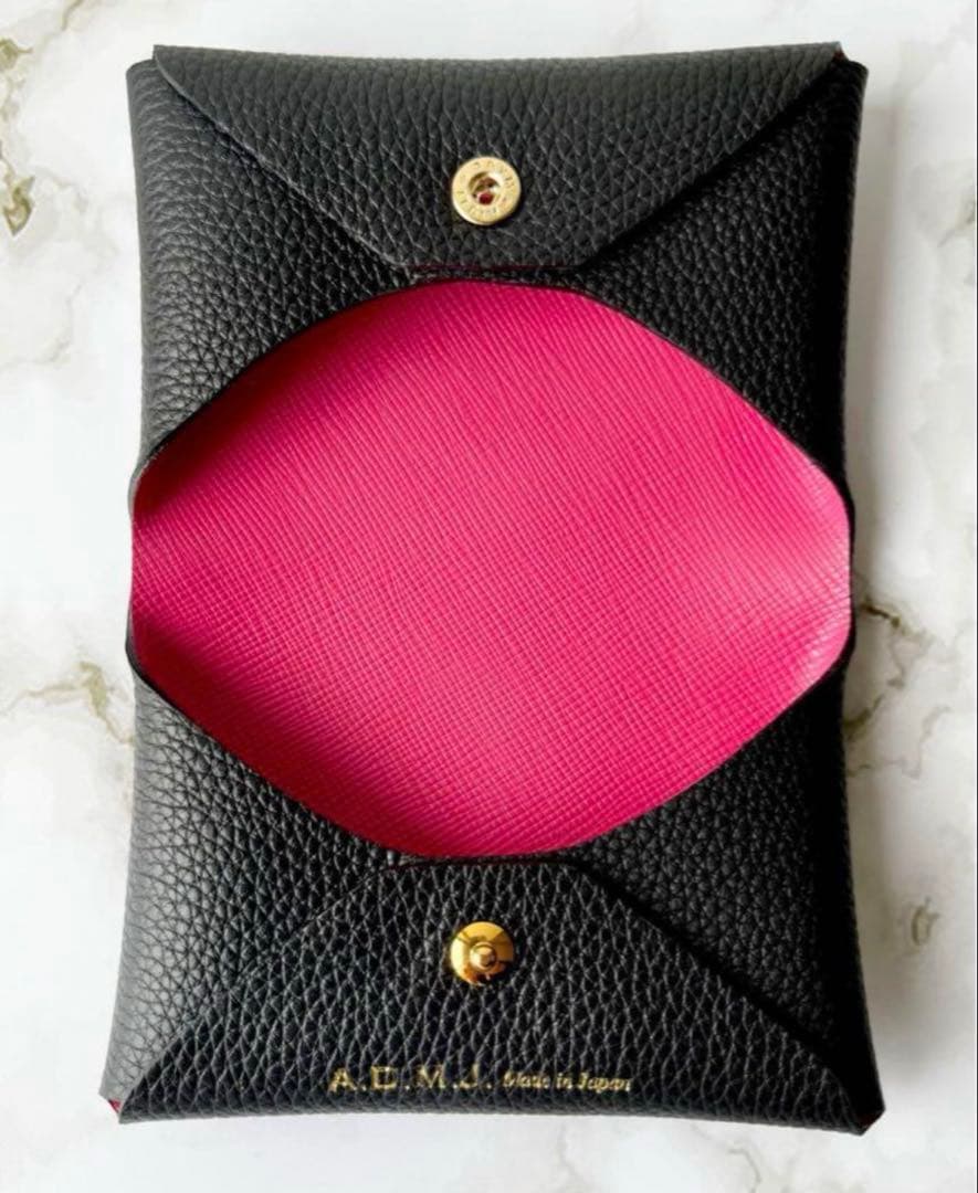 A.D.M.J. スワロフスキー　カードケース　ブラック レザー 名刺入れ