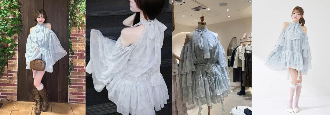 ダーリッチ darich トワルドジュイシフォンフリルミニワンピース SAX F