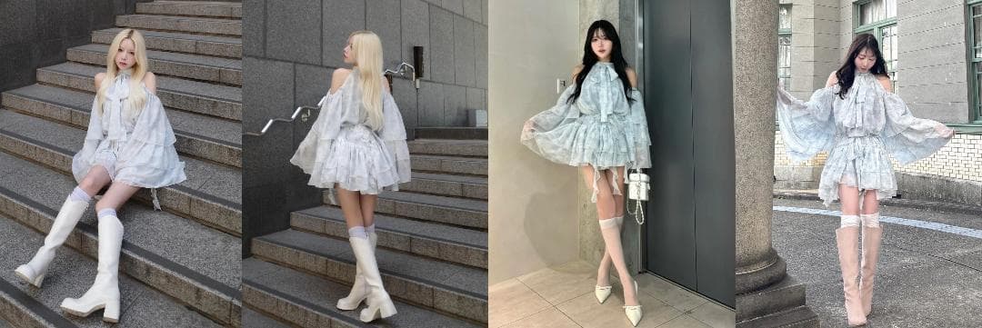 ダーリッチ darich トワルドジュイシフォンフリルミニワンピース SAX F