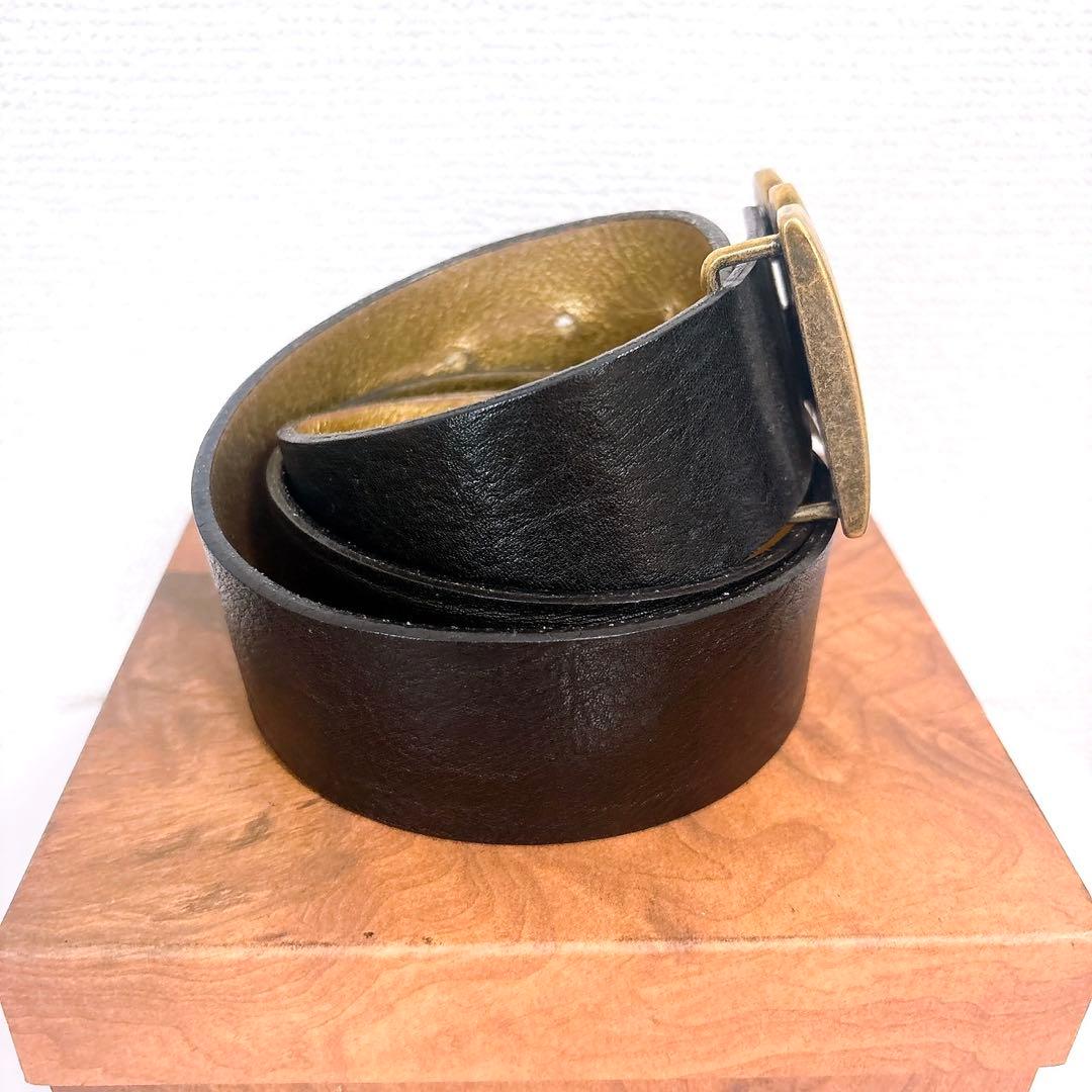 DOLCE & GABBANA D&G レザーベルト 黒 ゴールドロゴバックル