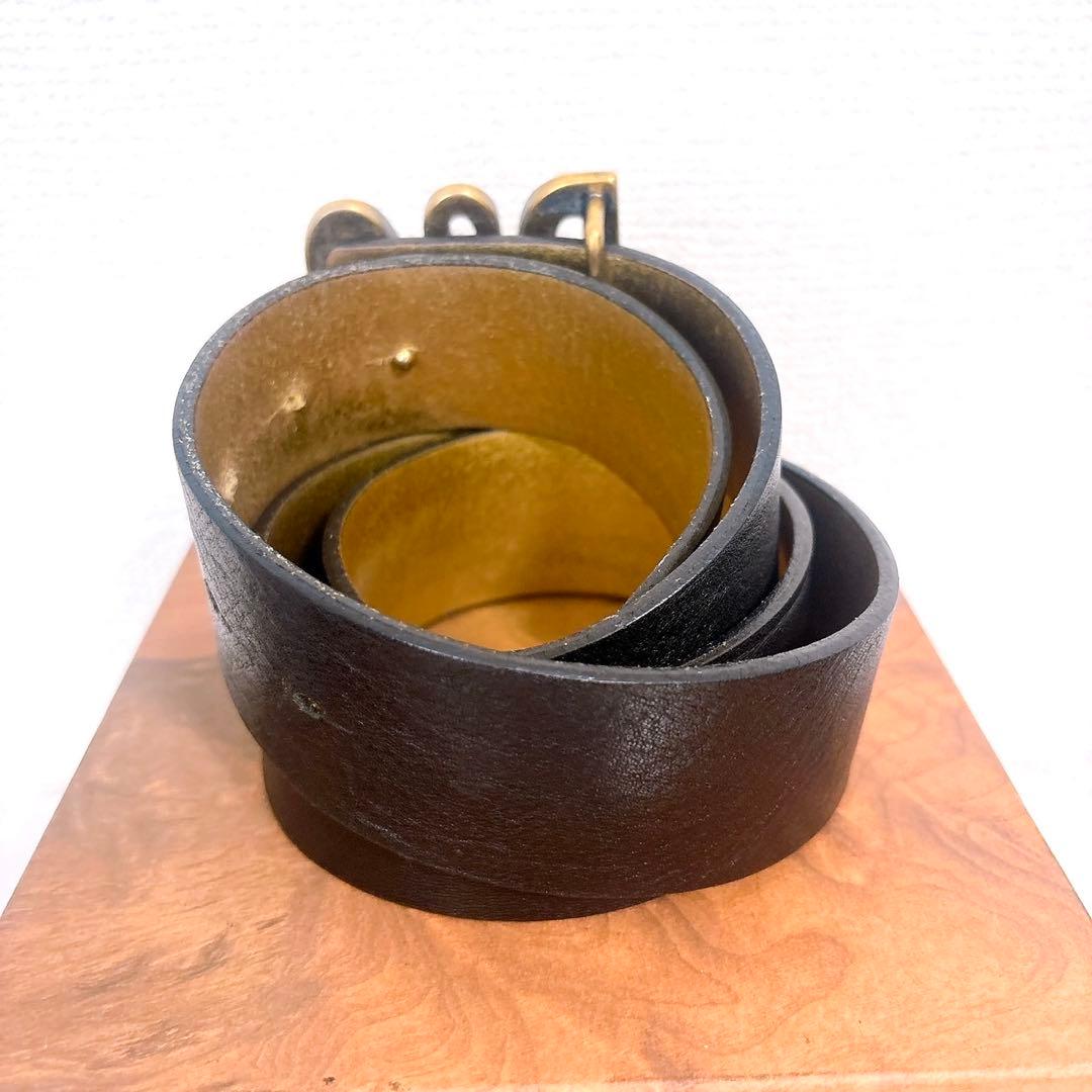 DOLCE & GABBANA D&G レザーベルト 黒 ゴールドロゴバックル