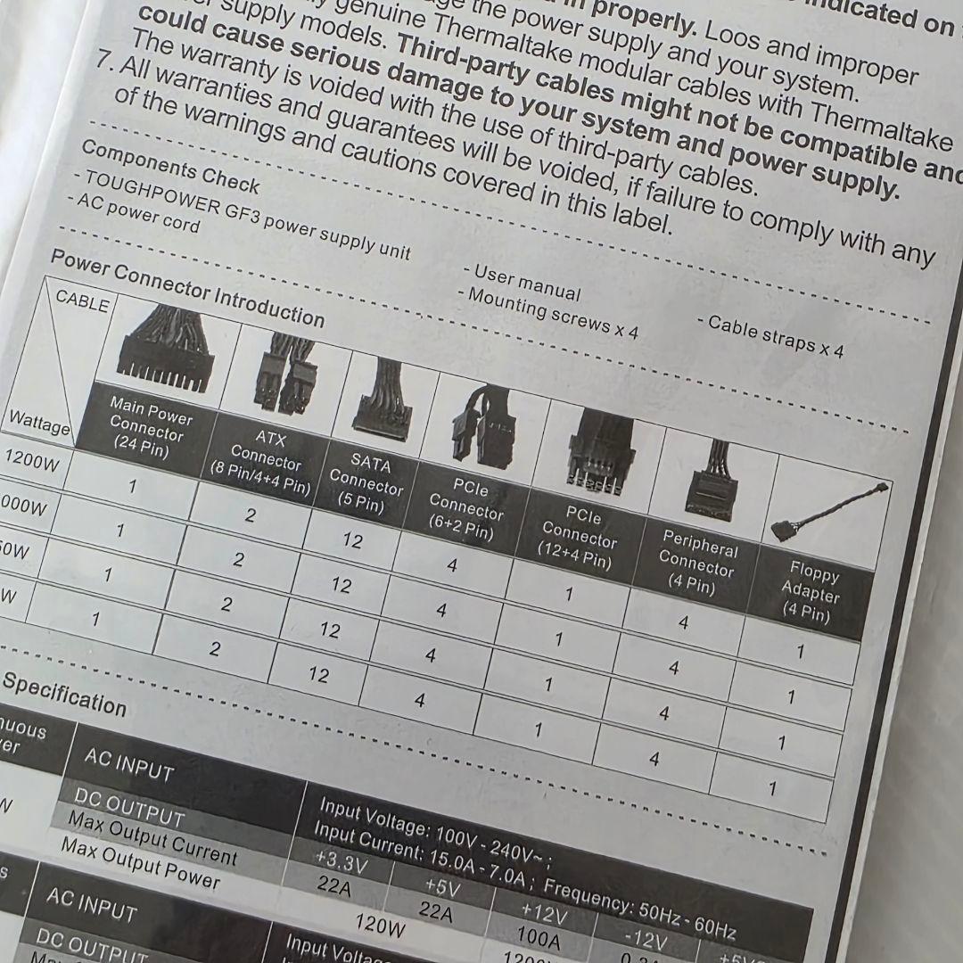 Thermaltake Toughpower GF3 1200W 電源ユニット
