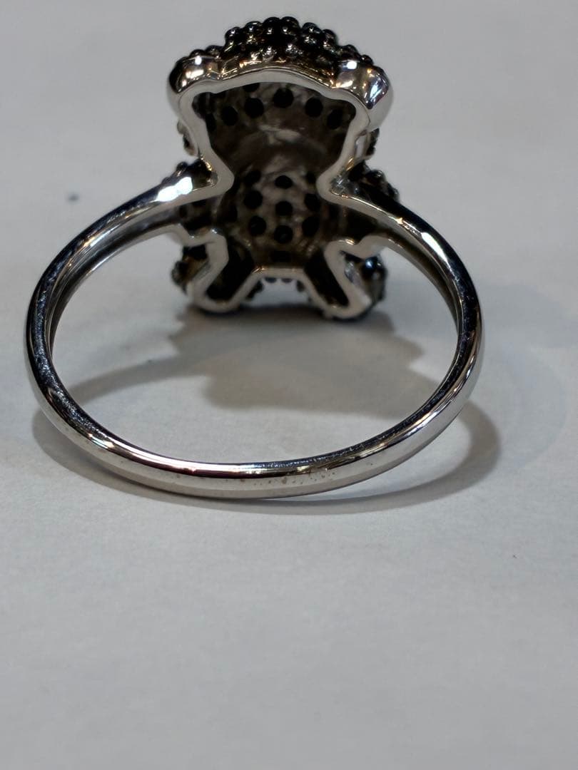 K10 ブラックダイヤ　ベアーモチーフリング