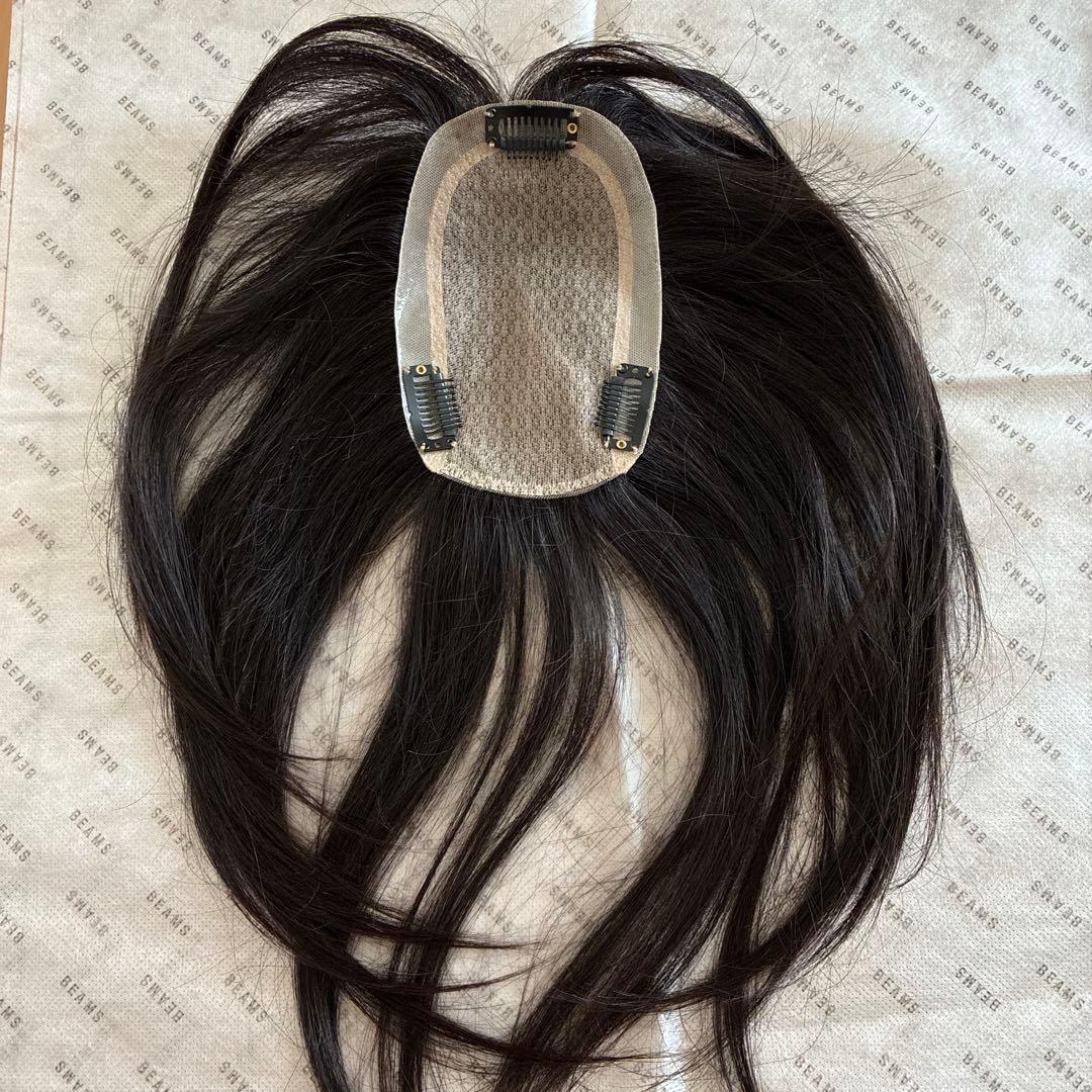 百合子ウィッグネオピース9x14cmナチュラルブラック未使用毛量減前髪無し