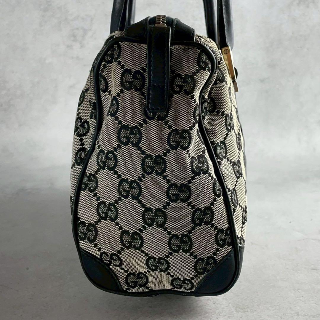 良品 グッチ GGキャンバス ミニボストン ハンドバッグ トップハンドル レザー