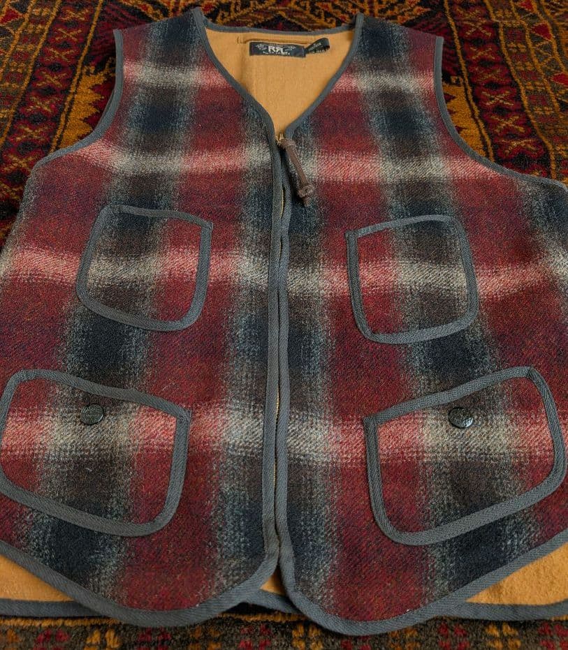 試着のみ　ＲＲＬ WOOL CHECK VEST