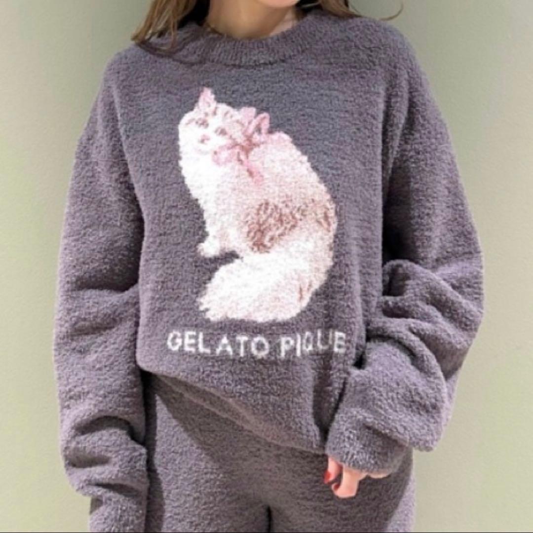 【新品タグ付き】ジェラートピケ ベビモコCATジャガードプルオーバー