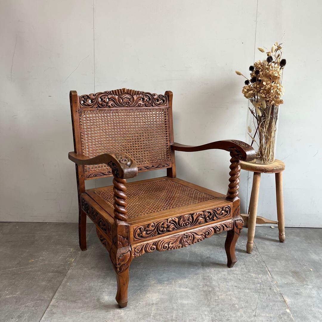 アンティーク チェア ラタン シート z439